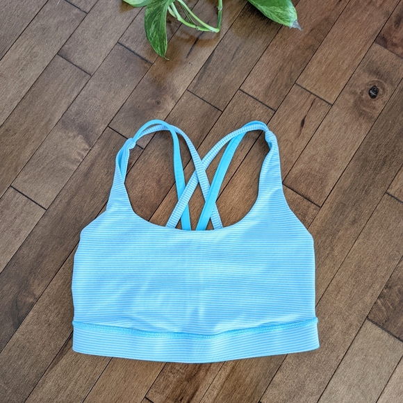 Lululemon Energy Bra Tonka Stripe in Angel Blue and White - Picture 3 of 8